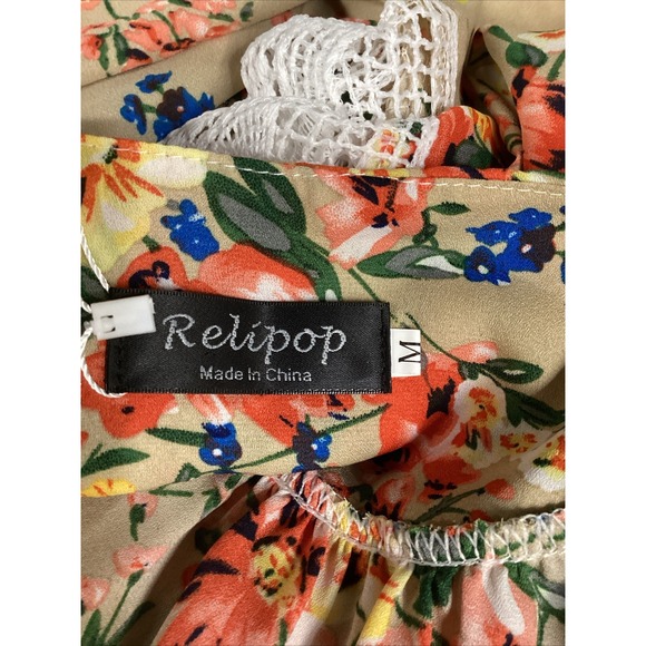 RELIPOP Women's (Size M) 3/4 Sleeve Open Front Cardigan Lace Accent Cotton Poly - Picture 3 of 5